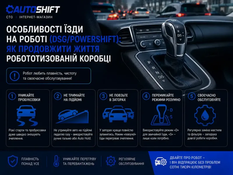 Особливості їзди на роботизованій коробці (DSG/PowerShift): як продовжити життя трансмісії