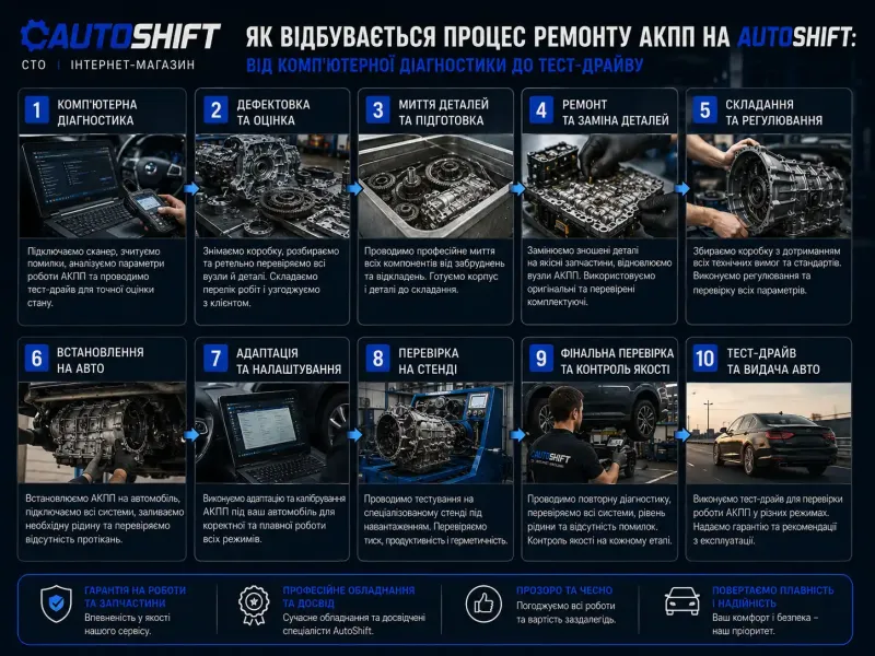 Як відбувається процес ремонту АКПП на AUTOSHIFT: від комп'ютерної діагностики до тест-драйву