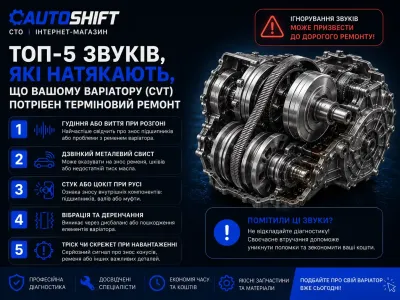 Топ-5 звуків, які натякають, що вашому варіатору (CVT) потрібен терміновий ремонт | AUTOSHIFT
